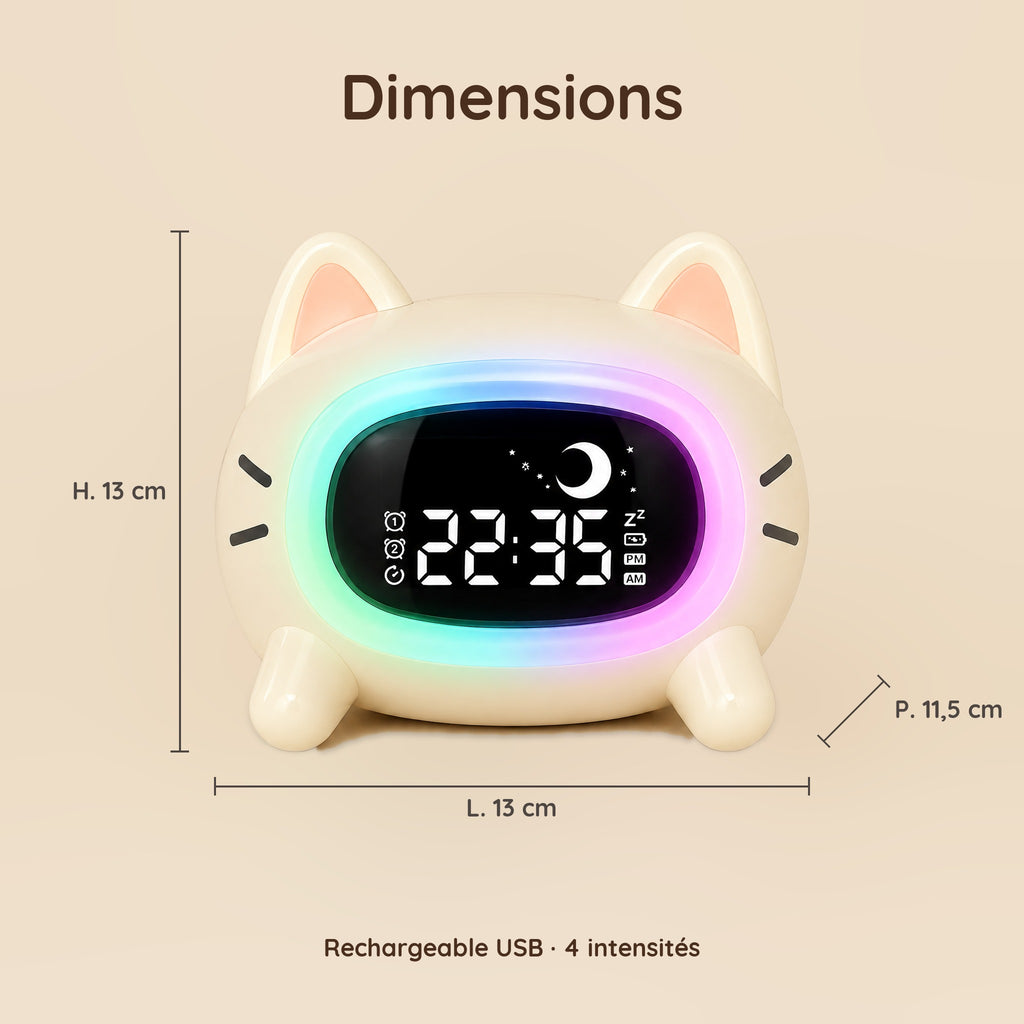 Dimensions – Veilleuse Réveil Chat