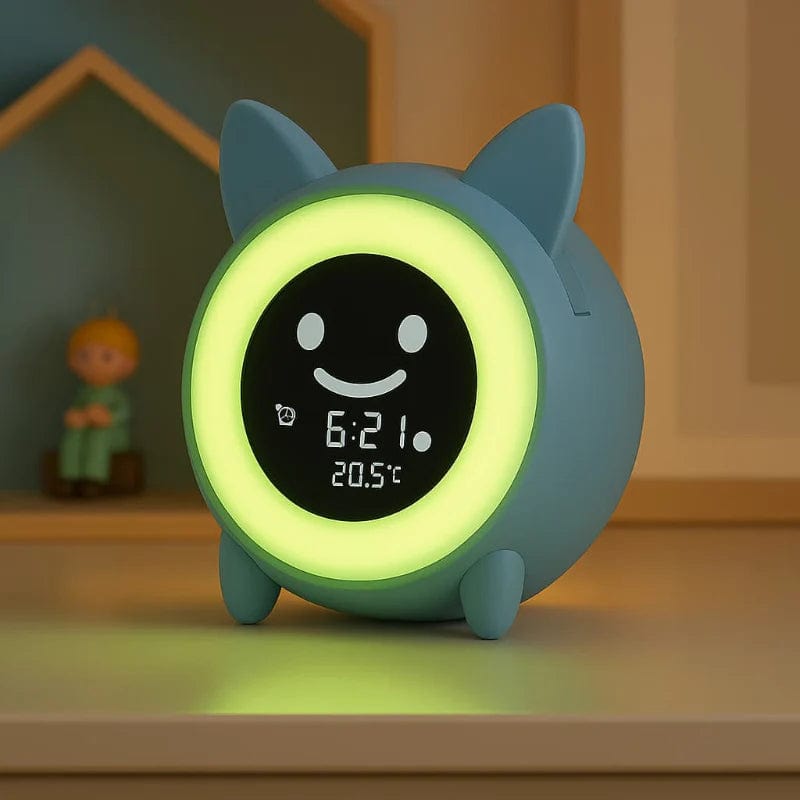 Réveil Veilleuse Enfant En Forme De Chat Fisura - Luminosité Ajustable, Ecran LED, Rechargeable USB