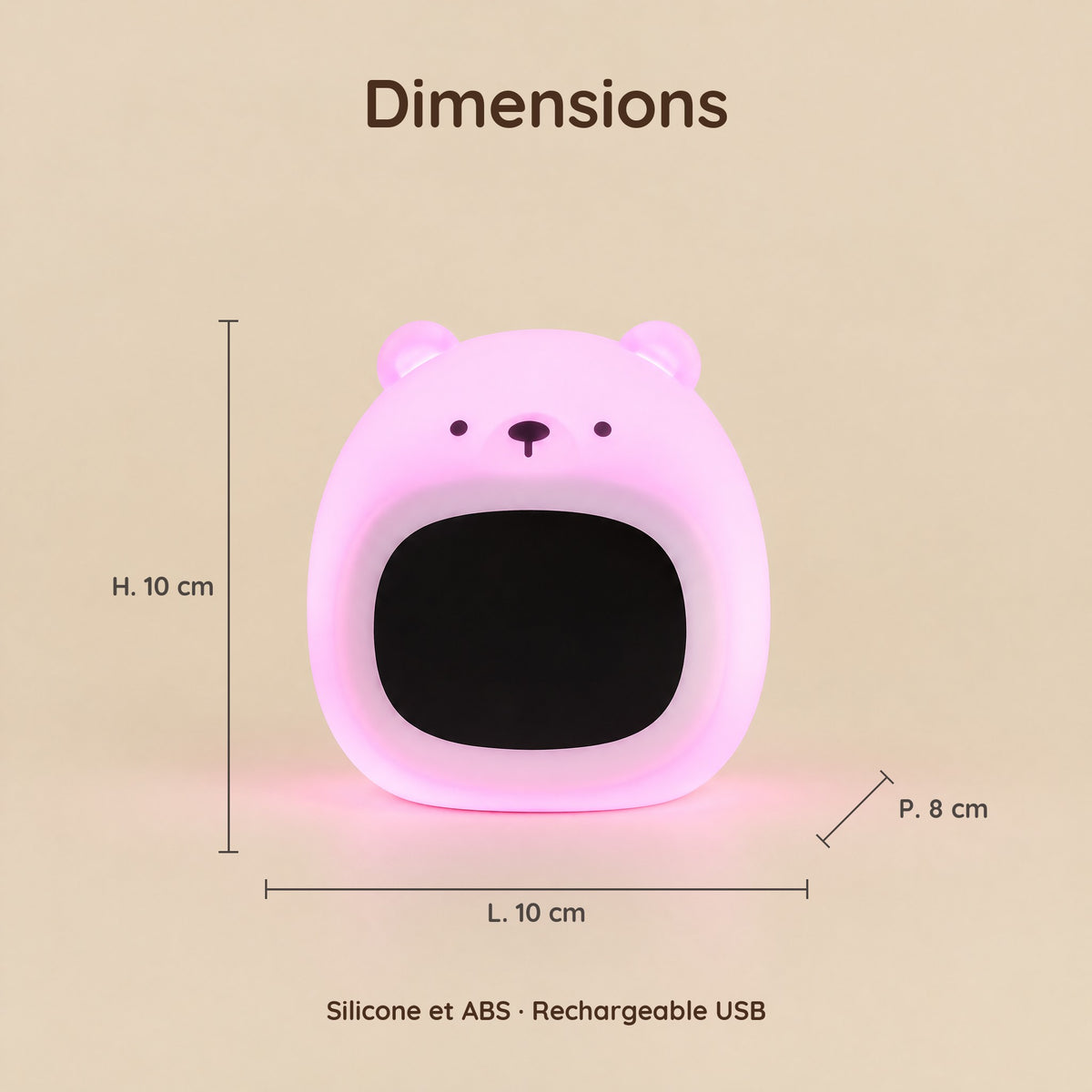 Dimensions – Veilleuse Réveil Ours Bruit Blanc